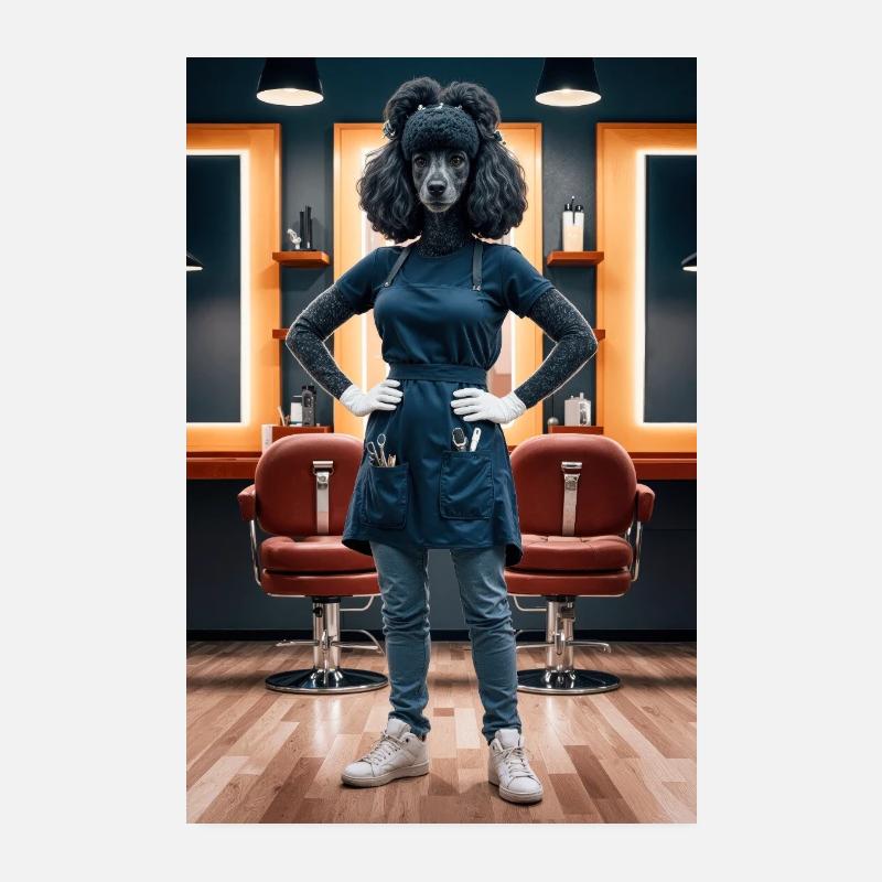 Coiffeur caniche humanoïde Poster 20 x 30 cm