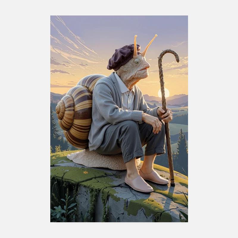 Uralte humanoide Schnecke - Poster 20x30 cm - Weiß