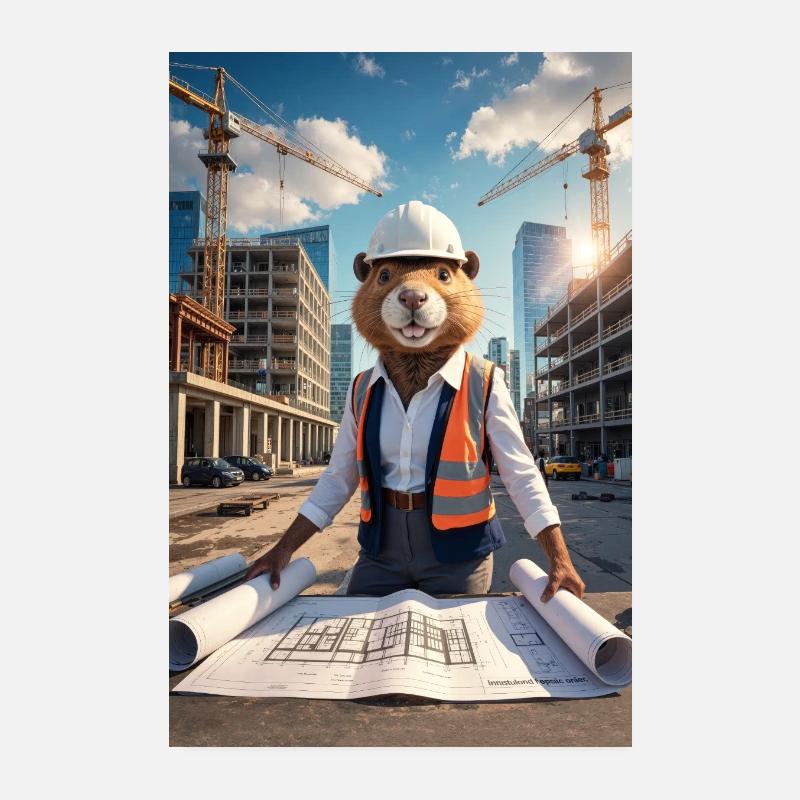 Humanoider Biber-Architekt Poster 20x30 cm