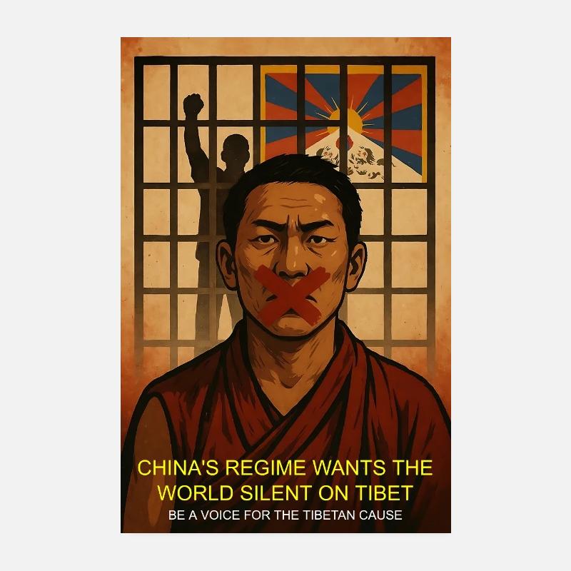 Œuvre d’art de protestation pour la justice au Tibet - Poster 20 x 30 cm - blanc