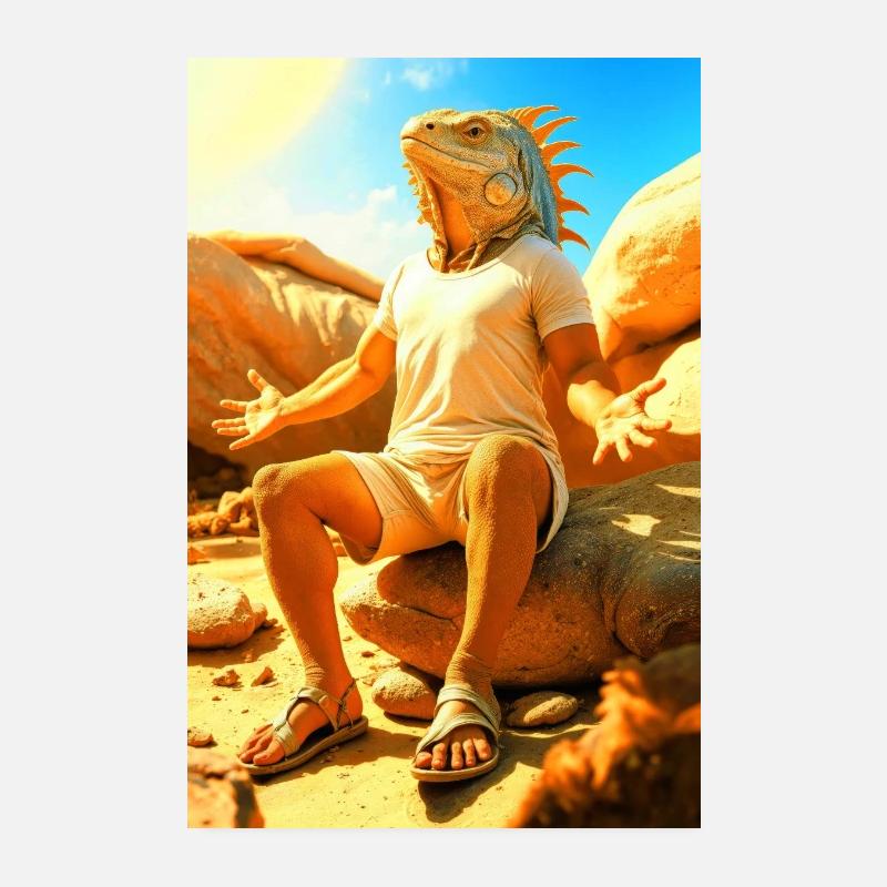 Humanoider Leguan in der Sonne Poster 20x30 cm