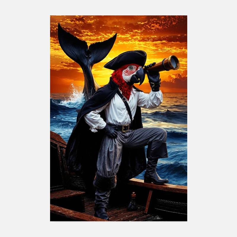 Pirate Humanoid Parrot Poster 8" x 12" (20x30 cm)