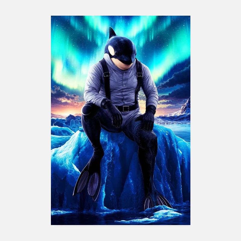 Humanoider Orca-Taucher Poster 20x30 cm
