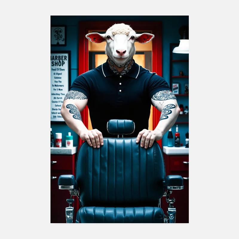 Barbier mouton humanoïde Poster 20 x 30 cm