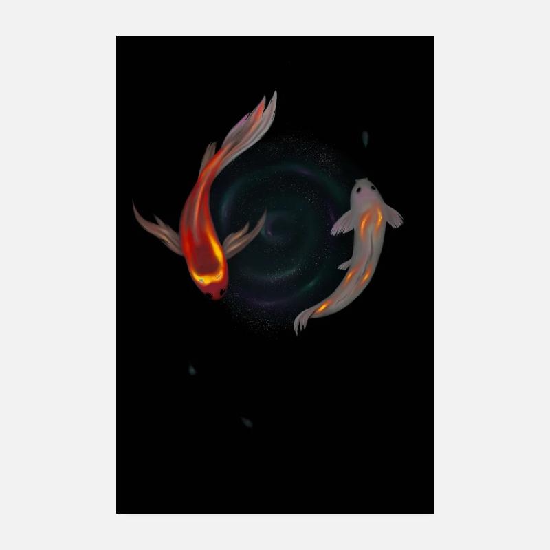 Poisson koï dans le tourbillon étoilé Poster 20 x 30 cm