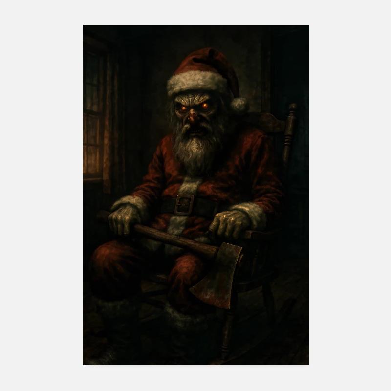 Le Père Noël Noir avec la hache Poster 20 x 30 cm