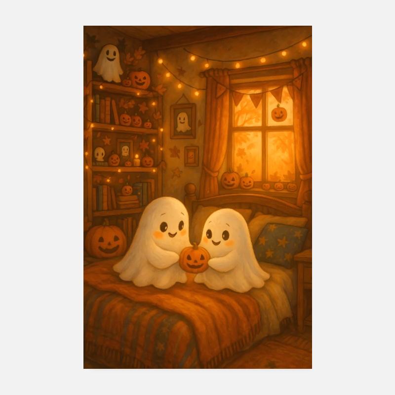 Fantômes mignons d’Halloween Poster 20 x 30 cm