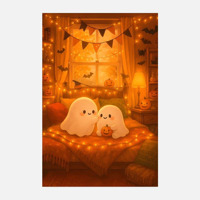 Fantômes mignons d’Halloween Poster 20 x 30 cm