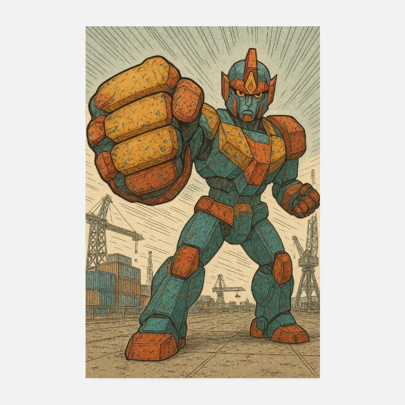 Position de combat de robot dans les docks Poster 20 x 30 cm