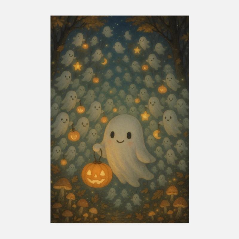 Halloween Ghosts and Ghosts Poster 8" x 12" (20x30 cm)