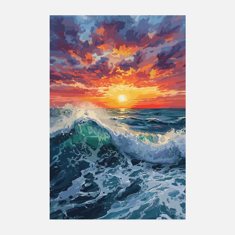 Coucher de soleil sur la mer Poster 20 x 30 cm