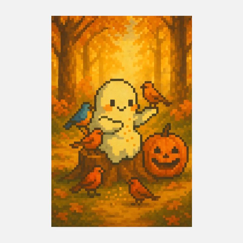 Ghost Automne pixel art Poster 20 x 30 cm