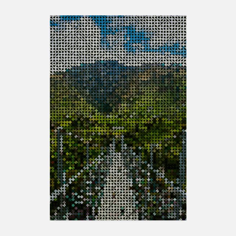 Grid landscape mountain river Poster 8" x 12" (20x30 cm)