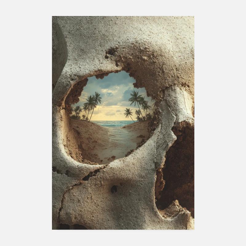 Île tropicale en crâne Poster 20 x 30 cm