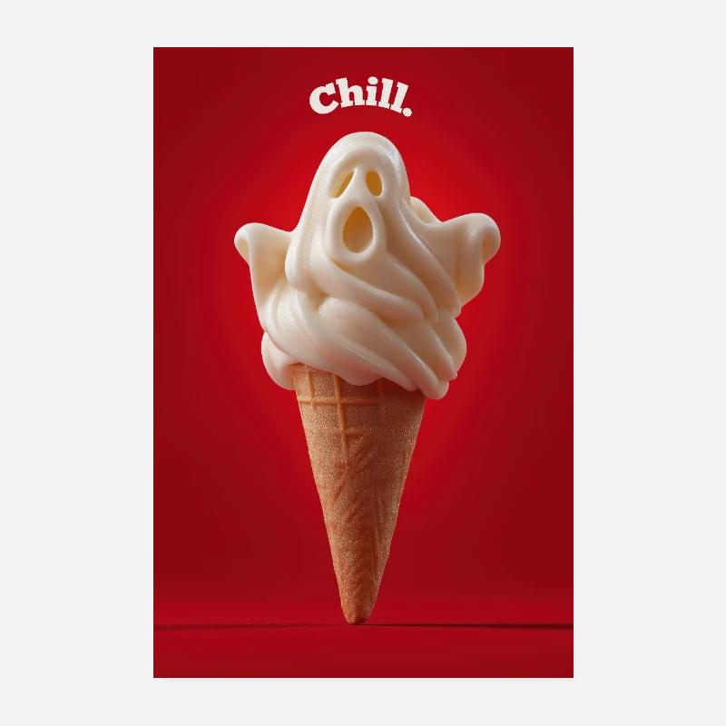 Chill Ghost IceCream Cone Poster 8" x 12" (20x30 cm)