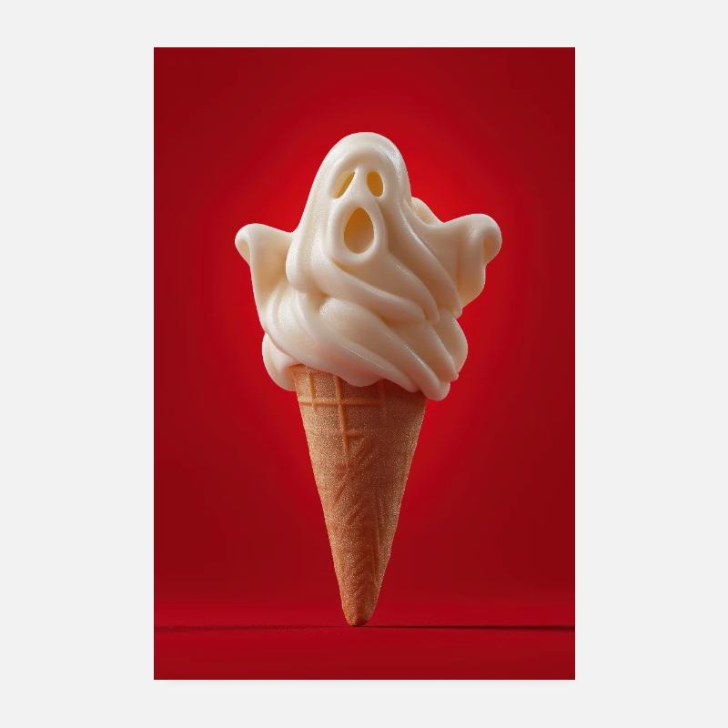 Cône de crème glacée fantôme effrayant Poster 20 x 30 cm