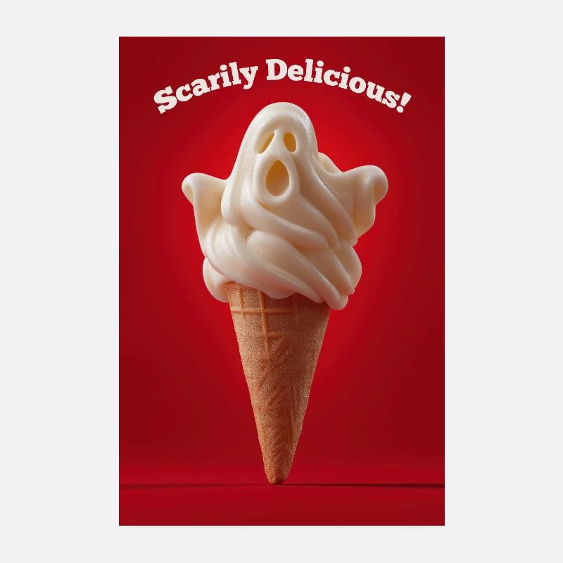 Ghost IceCream Effrayant Poster 20 x 30 cm