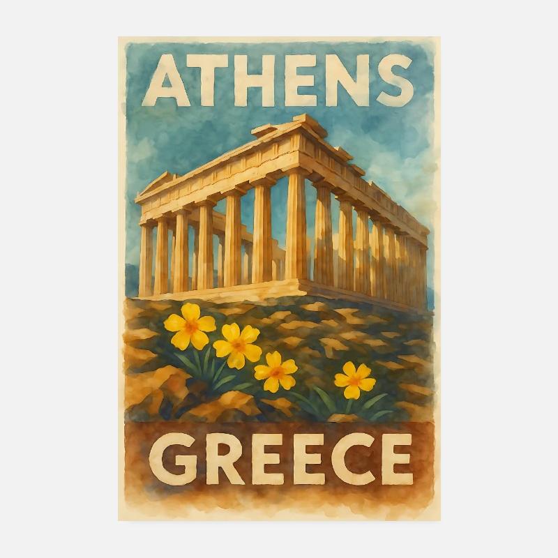 Athènes, Grèce – Affiche de voyage rétro Poster 20 x 30 cm