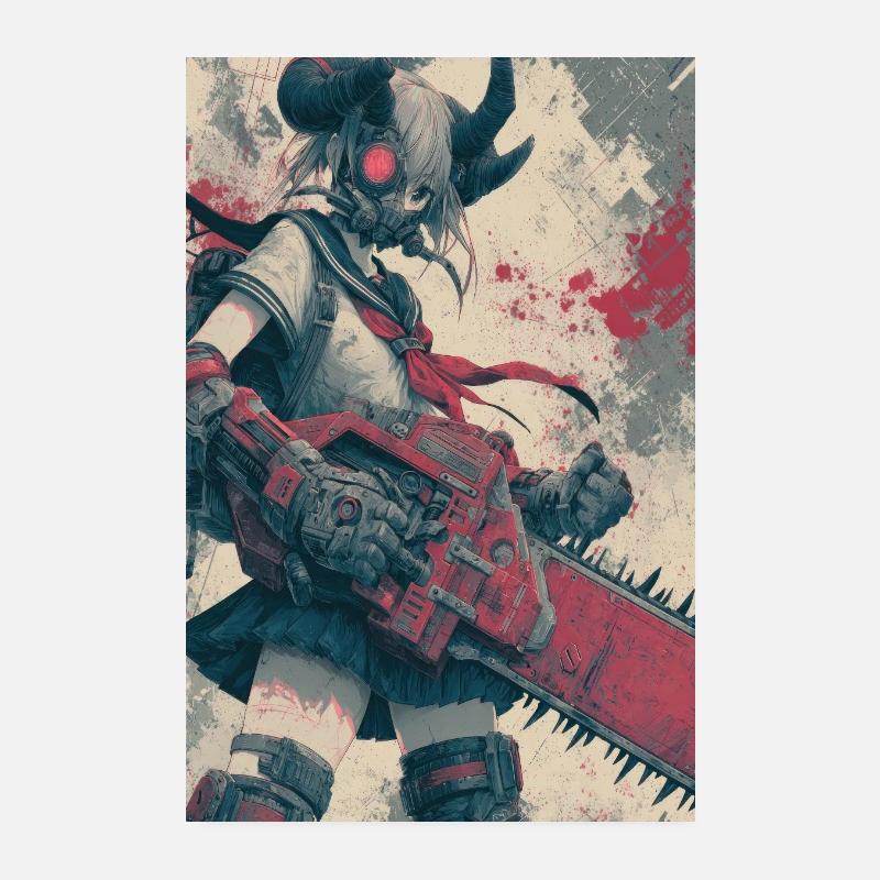 Chasseur à la tronçonneuse cramoisi Poster 20 x 30 cm