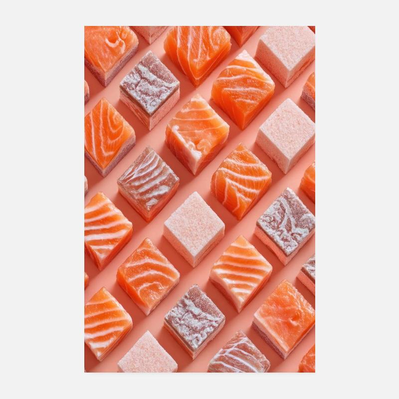 Salmon Tile Candy Grid Poster 8" x 12" (20x30 cm)