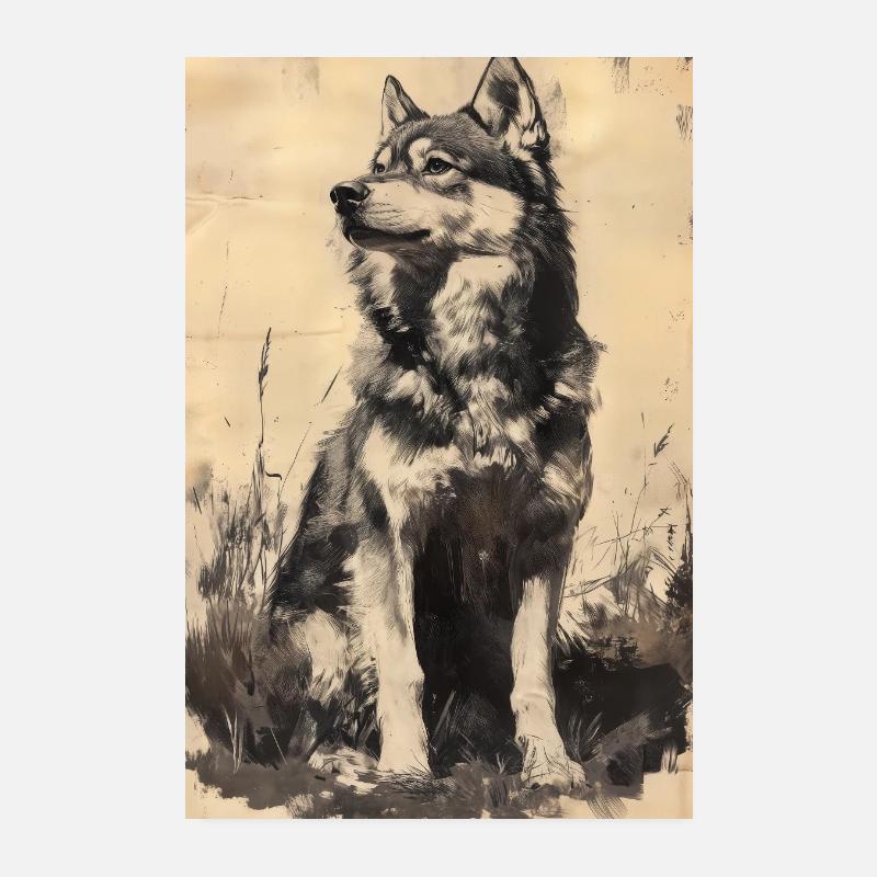 Illustration eines Wolfes Poster 20x30 cm