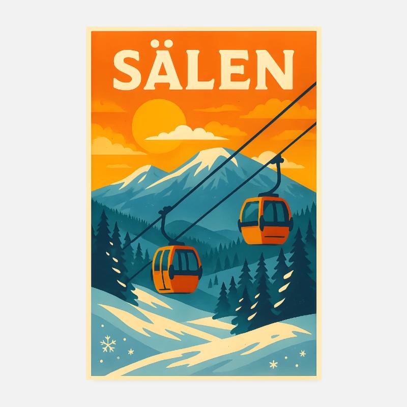 Funiculaire Sälen Sunset Poster 20 x 30 cm