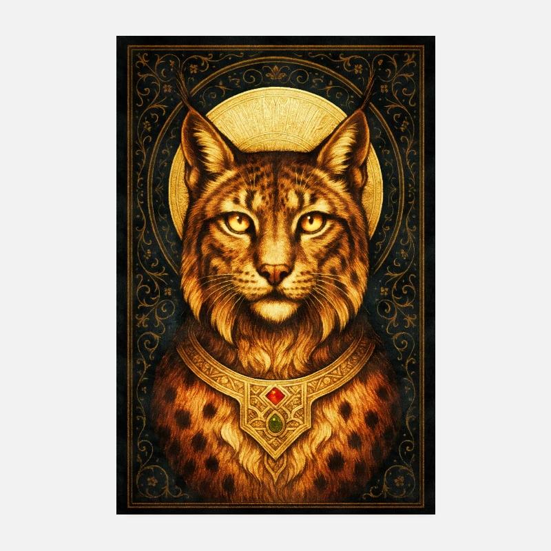 Lynx royal avec diadème doré Poster 20 x 30 cm