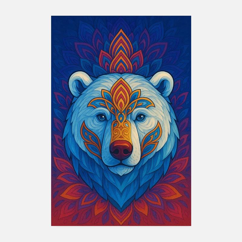 Blauer Bär Mandala Poster 20x30 cm