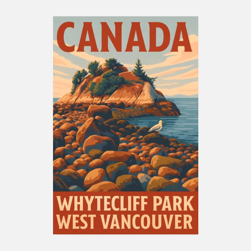 Paysage côtier du Canada Ouest de Vancouver - Poster 20 x 30 cm - blanc