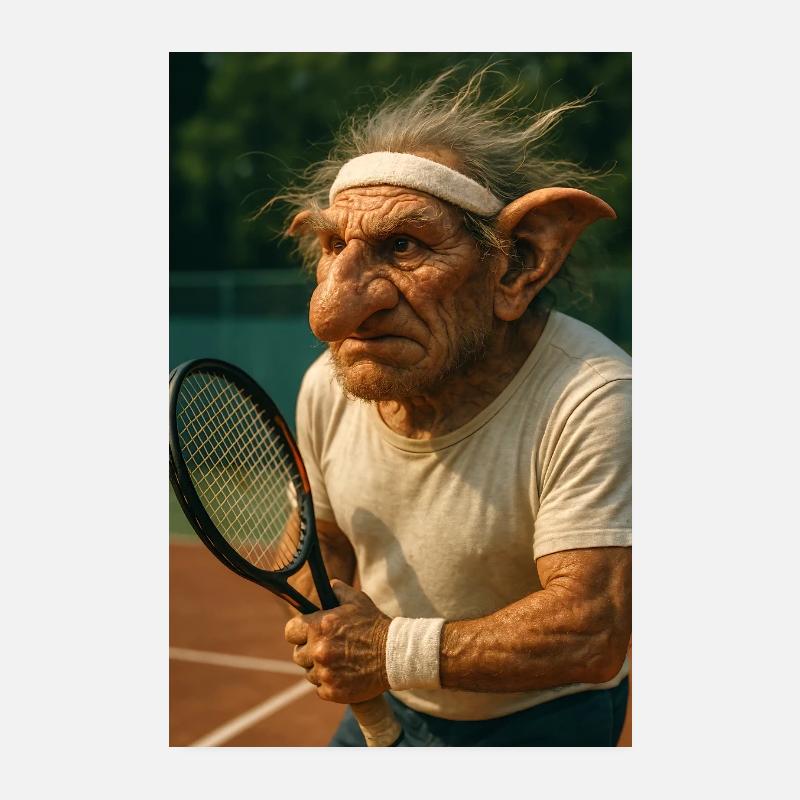 Alter Troll auf dem Tennisplatz Poster 20x30 cm