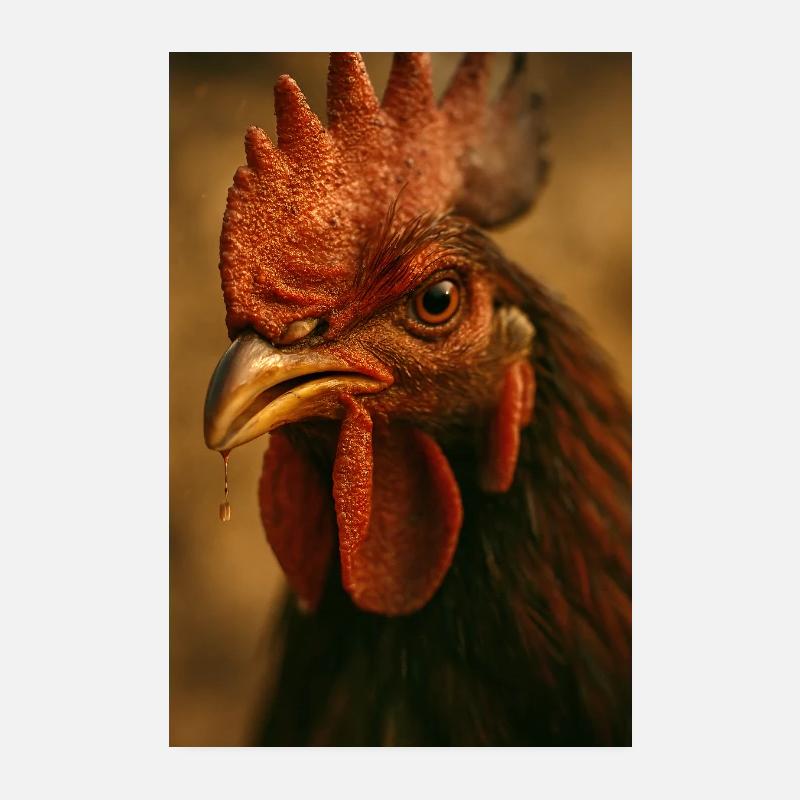 Vue rapprochée du coq avec un rayon Poster 20 x 30 cm