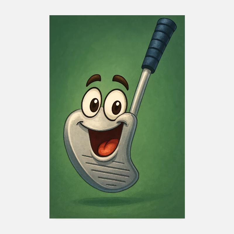 Glücklicher Golfschläger mit Gesicht Poster 20x30 cm