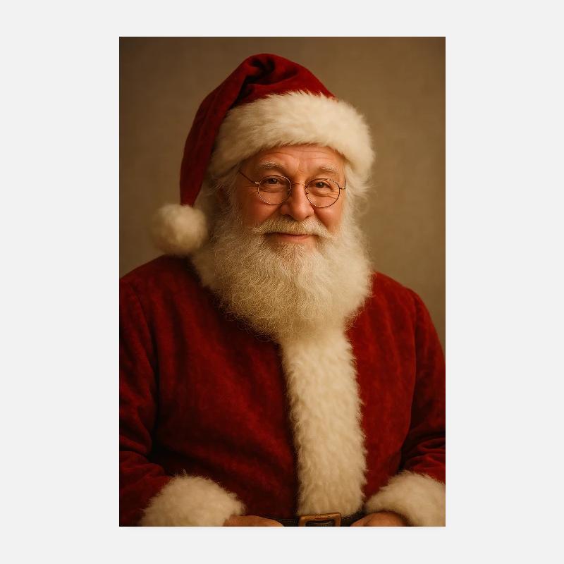 Weihnachtsmann im klassischen roten Kostüm - Poster 20x30 cm - Weiß