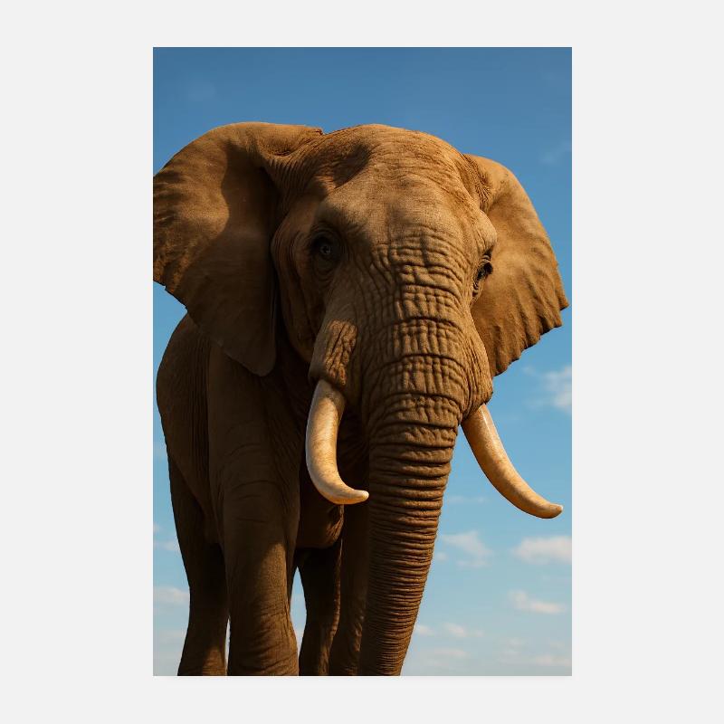 Éléphant en gros plan avec le soleil Poster 20 x 30 cm