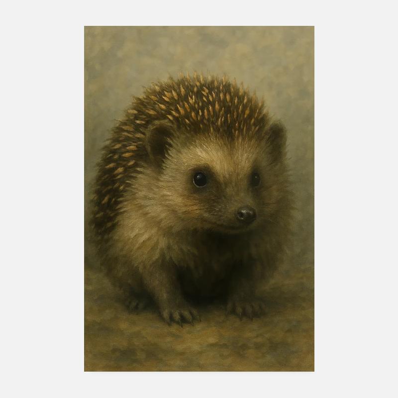 Vintage-Igelporträt - Poster 20x30 cm - Weiß