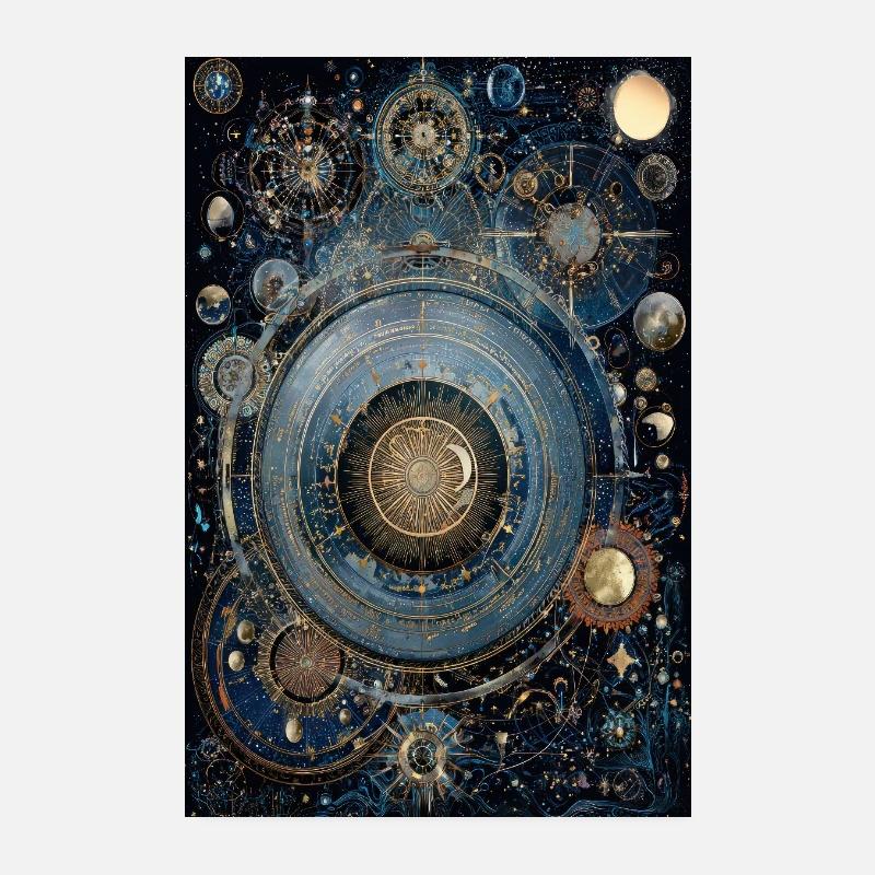 Cosmic Gearwork Clock Nebula Poster 8" x 12" (20x30 cm)