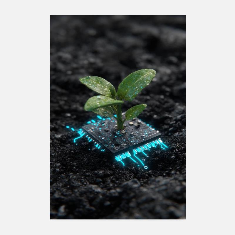 Cyber Seedling on Circuit Core Poster 8" x 12" (20x30 cm)