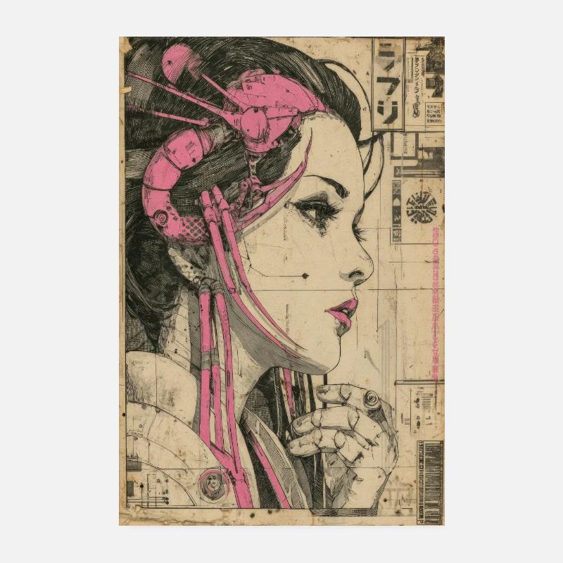 Neon-Circuit-Erbin - Poster 20x30 cm - Weiß