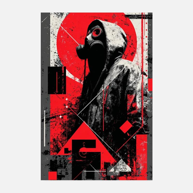 Le masque à gaz dans la dystopie du graffiti - Poster 20 x 30 cm - blanc