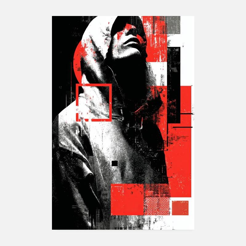 Glitch face en gloss rouge Poster 20 x 30 cm