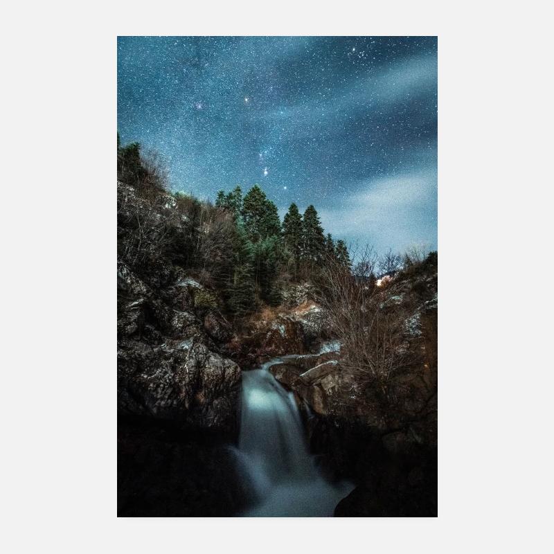Constellation d’Orion au-dessus d’une rivière incroyable Poster 20 x 30 cm