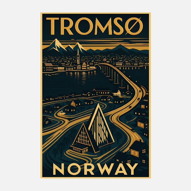 Tromsø Norwegen – Retro Reiseposter Art Deco Poster 20x30 cm