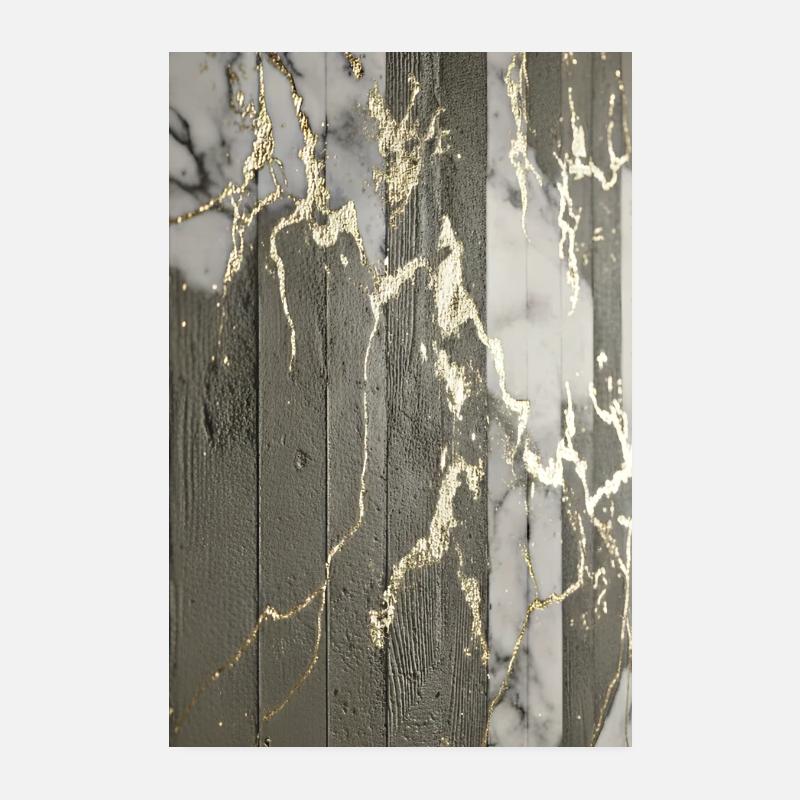 Luxury Exposed Concrete Marble Gold Structure Poster 8" x 12" (20x30 cm)