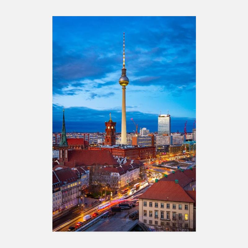 Berlin Skyline Evening Light Poster 8" x 12" (20x30 cm)