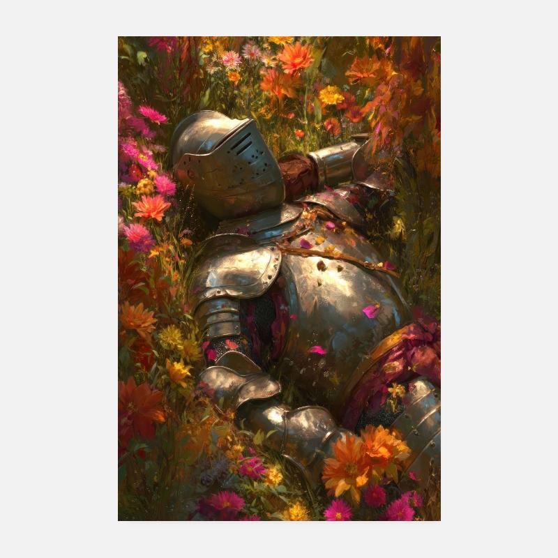 Chevalier fleuri en fleurs Poster 20 x 30 cm