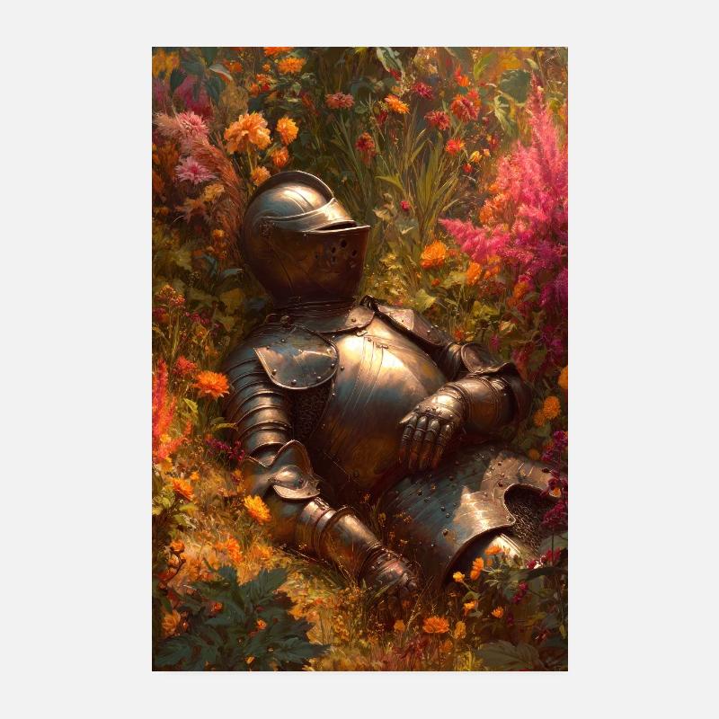 Ritter im Blumengarten Poster 20x30 cm