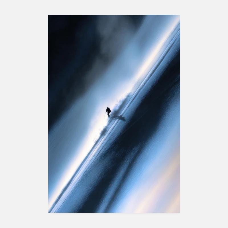 Cavalier de neige diagonal bleu Poster 20 x 30 cm