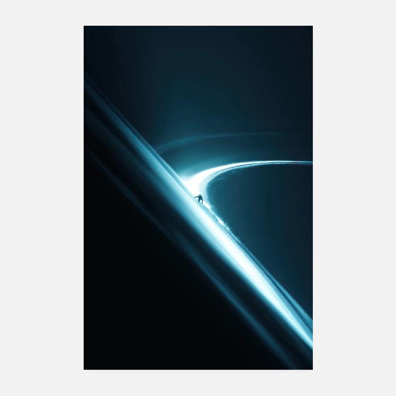 Lone Figure on Neon Orbital Rim Poster 8" x 12" (20x30 cm)