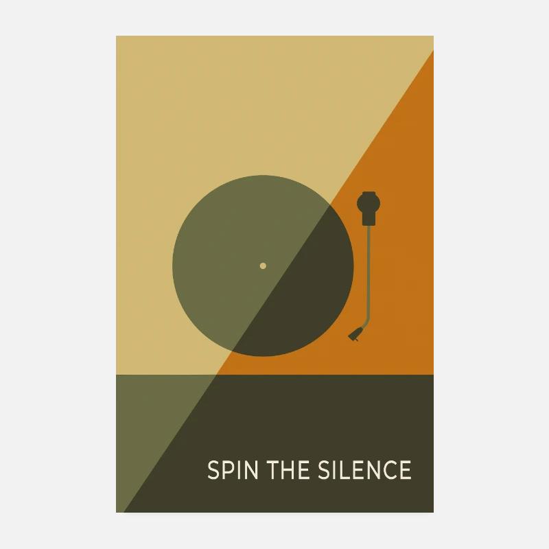 Spin The Silence – Minimal Record Poster - Poster 20x30 cm - Weiß
