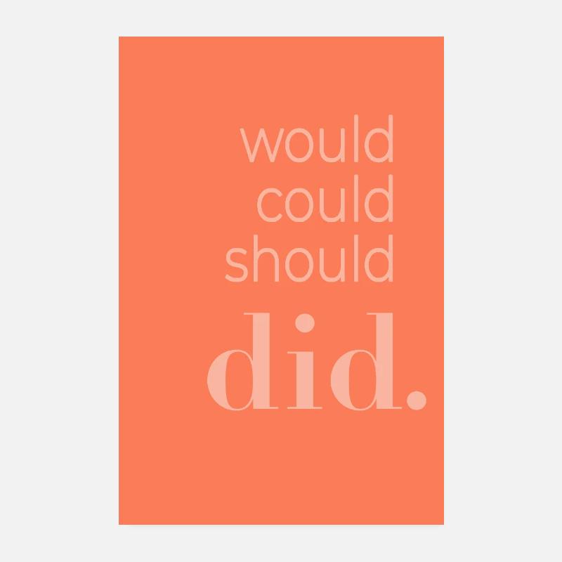  Typography Poster  Would Could Should Did Poster 20x30 cm